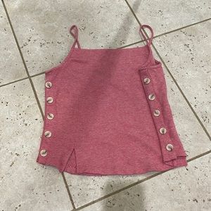 Anthropologie barely worn red strap top with buttons on the side